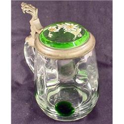 .5 LITER OLD GERMAN STEIN W/ HAND PAINTED GLASS TO