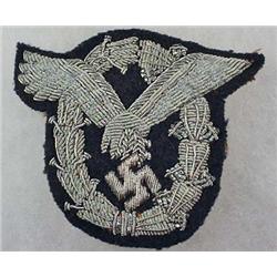 WW2 GERMAN NAZI LUFTWAFFE BULLION PILOT BADGE - Si