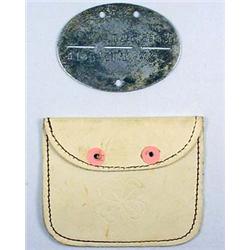 WW2 GERMAN NAZI WAFFEN SS DOG TAG W/ LEATHER CARRY