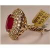 Image 2 : 14K GOLD RUBY AND DIAMOND LADIES RING - SIZE 8 - C