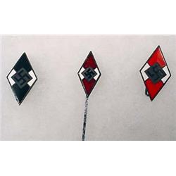LOT OF 3 WW2 GERMAN NAZI HITLER YOUTH PARTY DIAMON