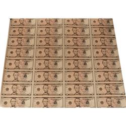 2006 Uncut Sheet 32 $5 Notes