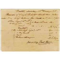 Paul Revere Receipt Signed 1816