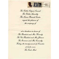 JFK Dallas Lunch Invite 1963