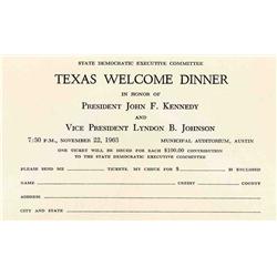JFK Texas Welcome Dinner Invite
