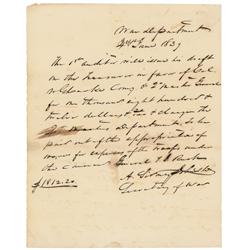 Albert Sidney Johnston ALS 1839