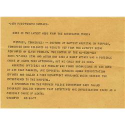 1977 Elvis Death Teletype