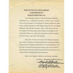 Hitchcock Signed Document 1955
