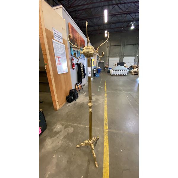HEAVY BRASS LION HEAD AND FEET COAT STAND
