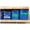 Image 4 : 5 SHELVES OF RUBBERMAID BINS FILLED WITH ASSORTED ITEMS -  PURSES, DOLLS, LANTERNS, CAMPING