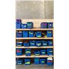Image 1 : 5 SHELVES OF RUBBERMAID BINS FILLED WITH ASSORTED ITEMS - INSTRUMENTS, DISHWARE, GLASSWARE,