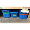 Image 8 : 5 SHELVES OF RUBBERMAID BINS FILLED WITH ASSORTED ITEMS - INSTRUMENTS, DISHWARE, GLASSWARE,