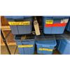 Image 5 : 4 SHELVES OF RUBBERMAID BINS FILLED WITH ASSORTED ITEMS -  KITCHENWARES, POTS & PANS, PLATTERS