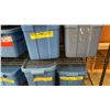 Image 6 : 4 SHELVES OF RUBBERMAID BINS FILLED WITH ASSORTED ITEMS -  KITCHENWARES, POTS & PANS, PLATTERS