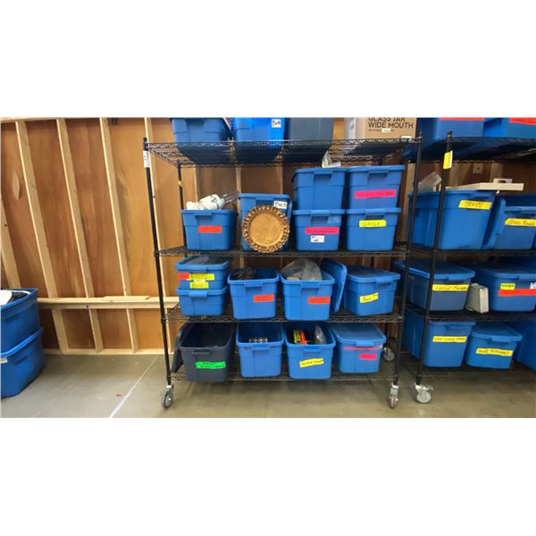 ULINE BLACK METAL 4 TIER MOBILE SHELF UNIT *CONTENTS NOT INCLUDED*