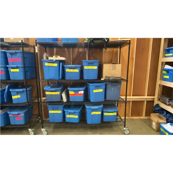 ULINE BLACK METAL 4 TIER MOBILE SHELF UNIT *CONTENTS NOT INCLUDED*