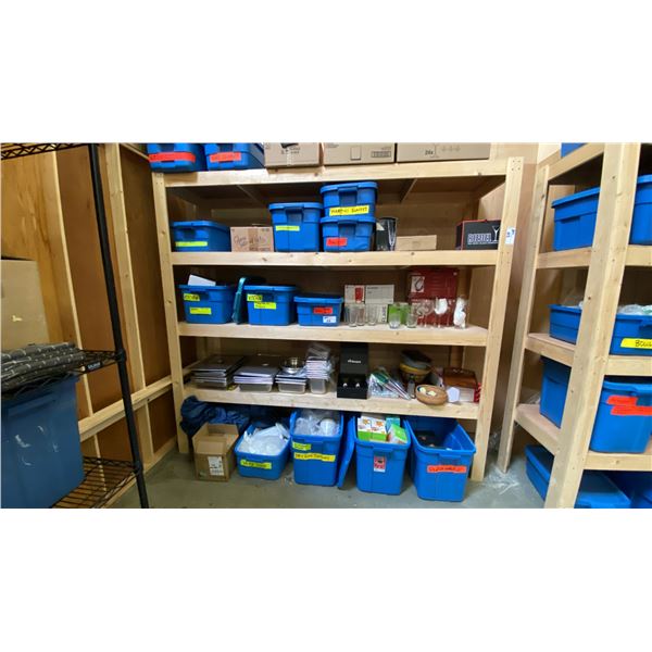 WOODEN 4 TIER SHELF UNIT - APPROX. 8FT X 2FT X 7FT HIGH *CONTENTS NOT INCLUDED*