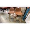 Image 1 : PAIR OF CONTEMPORARY BROWN LEATHER UPHOLSTERED WOOD WITH METAL BAR STOOLS