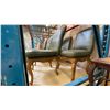 Image 2 : GROUP OF 6 GREEN LEATHER UPHOLSTERED DINING CHAIRS