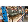Image 3 : GROUP OF 6 GREEN LEATHER UPHOLSTERED DINING CHAIRS