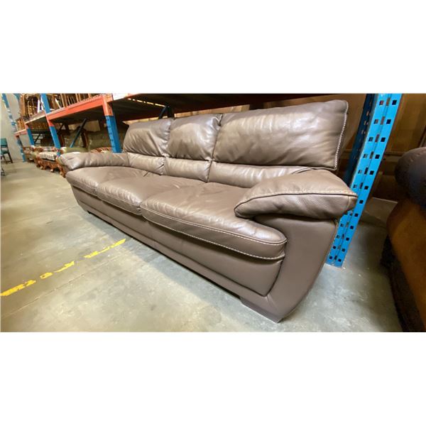 CONTEMPORARY BROWN LEATHER SOFA SET