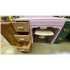 Image 3 : PAINTED PURPLE VANITY DRESSER WITH STOOL
