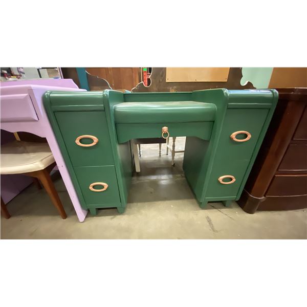 PAINTED GREEN ANTIQUE VANITY DRESSER *NO MIRROR*