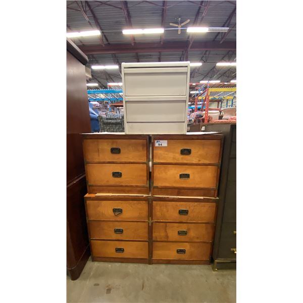 6 DRAWER DRESSER WITH (2) MATCHING 2 DRAWER NIGHT TABLES AND (1) WHITE 2 DRAWER NIGHT TABLE