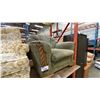 Image 4 : 2 UPHOLSTERED LIVING ROOM CHAIRS AND 2 FOOTSTOOLS