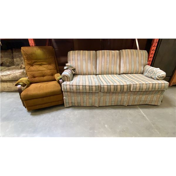 2 UPHOLSTERED LIVING ROOM PIECES - SOFA AND ARM CHAIR