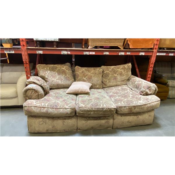 FLORAL FABRIC UPHOLSTERED LIVING ROOM SOFA