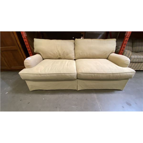 PALE YELLOW UPHOLSTERED FABRIC SOFA