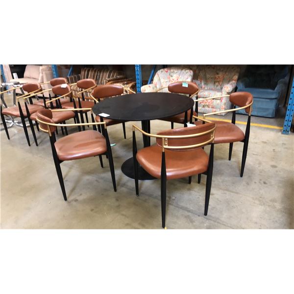 CONTEMPORARY MODERN TULIP BASE ROUND BLACK DINING TABLE WITH 5 CHAIRS