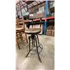 Image 1 : INDUSTRIAL MODERN IRON WORKS WITH WOOD SEAT & BACKREST SWIVEL BAR STOOL