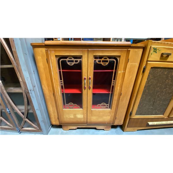 ANTIQUE MAPLE GLASS FRONT CHINA CABINET