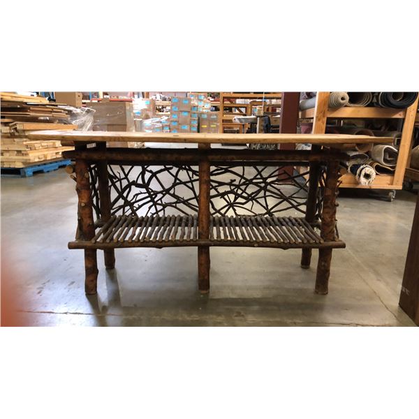 RUSTIC TWIG & PLANK HARVEST TABLE