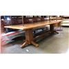 Image 2 : OAK DOUBLE PEDESTAL LARGE DINING TABLE WITH 2 LEAVES - APPROX. 120"  FULL LENGTH