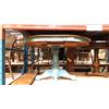 Image 2 : COUNTRY KITCHEN TURQUOISE & NATURAL  WOODEN TABLE WITH 1 LEAF AND 2 SINGLE PEDESTAL ROUND PARLOUR