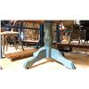 Image 5 : COUNTRY KITCHEN TURQUOISE & NATURAL  WOODEN TABLE WITH 1 LEAF AND 2 SINGLE PEDESTAL ROUND PARLOUR