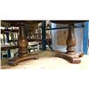 Image 6 : COUNTRY KITCHEN TURQUOISE & NATURAL  WOODEN TABLE WITH 1 LEAF AND 2 SINGLE PEDESTAL ROUND PARLOUR