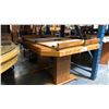 Image 2 : OAK DOUBLE PEDESTAL DINING TABLE WITH 2 LEAVES
