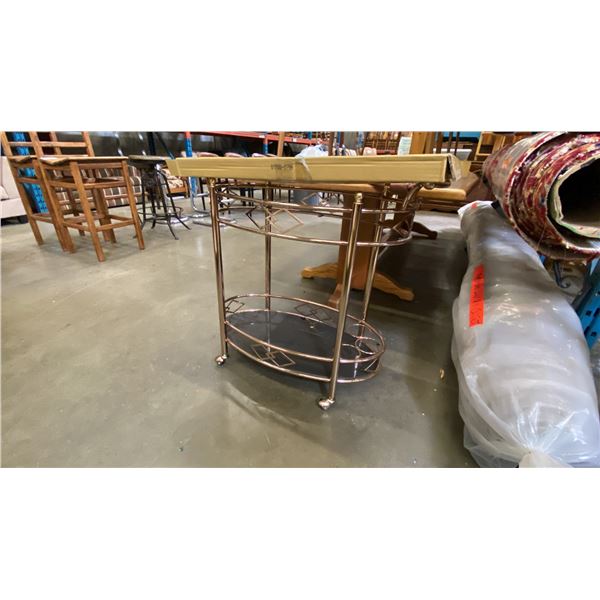 BRASS & GLASS ROLLING DRINK CART