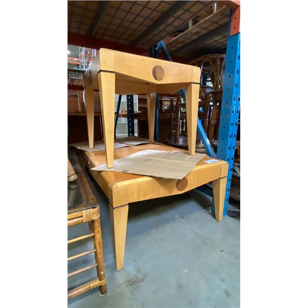 CONTEMPORARY MAPLE FINISH 2 PCS. COFFEE AND END TABLE SET