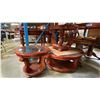 Image 1 : CHERRYWOOD FINISH ROUND 3 PCS. GLASS TOP COFFEE AND END TABLES SET