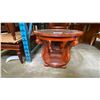 Image 4 : CHERRYWOOD FINISH ROUND 3 PCS. GLASS TOP COFFEE AND END TABLES SET