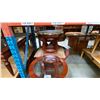 Image 5 : CHERRYWOOD FINISH ROUND 3 PCS. GLASS TOP COFFEE AND END TABLES SET