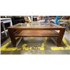 Image 2 : DARK MAHOGANY FINISH RECTANGULAR GLASS TOP COFFEE TABLE
