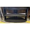 Image 2 : ELEGANT HEAVY SOLID WOOD TOP WITH BLACK METAL LEGS SOFA TABLE AND 3 TIER GLASS & METAL TV STAND
