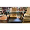 Image 4 : GLASS & METAL SOFA TABLE AND CHOCOLATE BROWN SMALL TV STAND