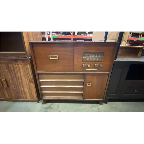 VINTAGE MARCONI SMALL CONSOLE CABINET RADIO WITH RECORD PLAYER